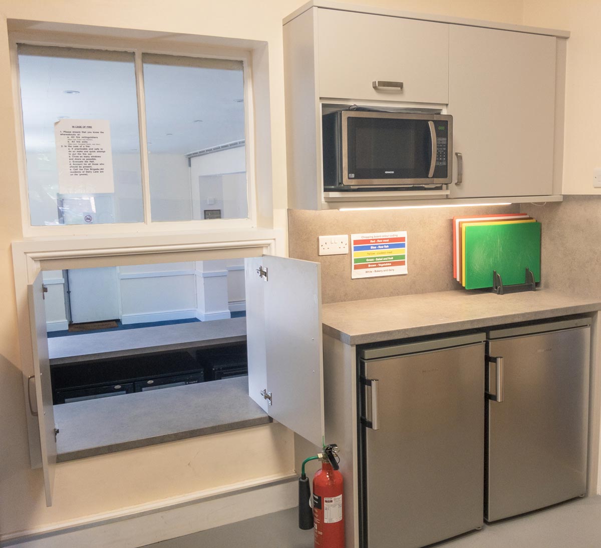 Modern kitchen facilities at Dumbleton Village Hall